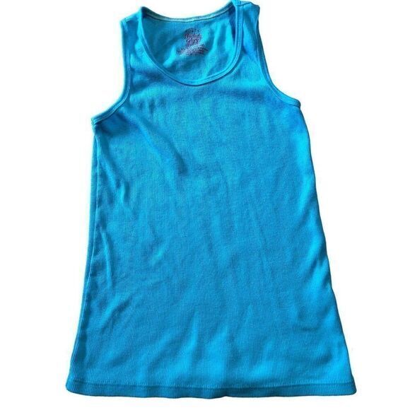 Faded Glory Girls' Tank Top, Ribbed Knit Sleeveless Shirt, Turquoise, XL (14-16) - Picture 1 of 3